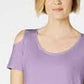 JM Collection Women's Cold-Shoulder Swing T-Shirt Purple Size Medium