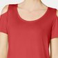 JM Collection Women's Cold Shoulder Swing T-Shirt Red Size Small