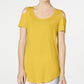 JM Collection Women's Cold-Shoulder Swing T-Shirt  Gold Size Medium