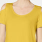 JM Collection Women's Cold-Shoulder Swing T-Shirt  Gold Size Medium