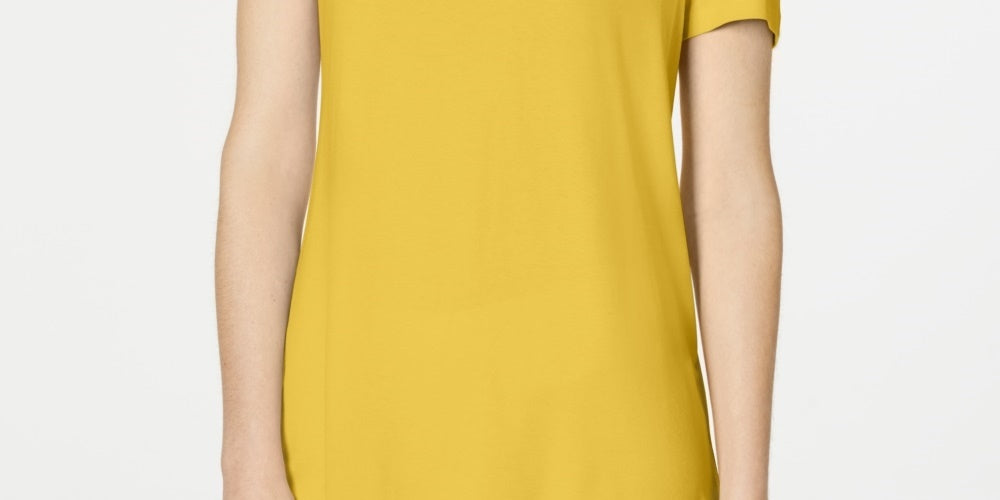 JM Collection Women's Cold-Shoulder Swing T-Shirt  Gold Size Medium