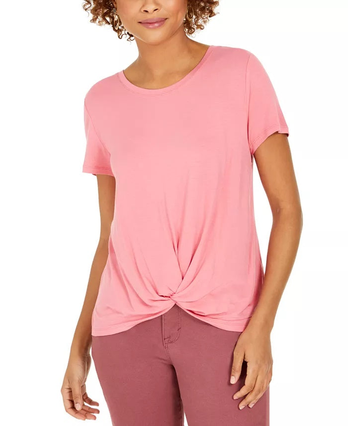 Style & Co Women's Twist-Front Top Green Size Small