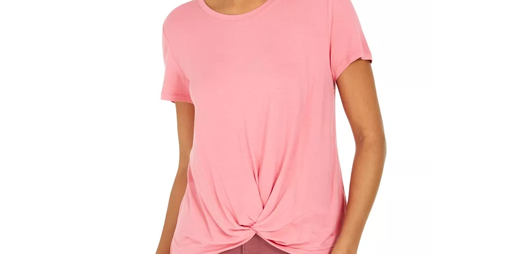 Style & Co Women's Twist-Front Top Green Size Small