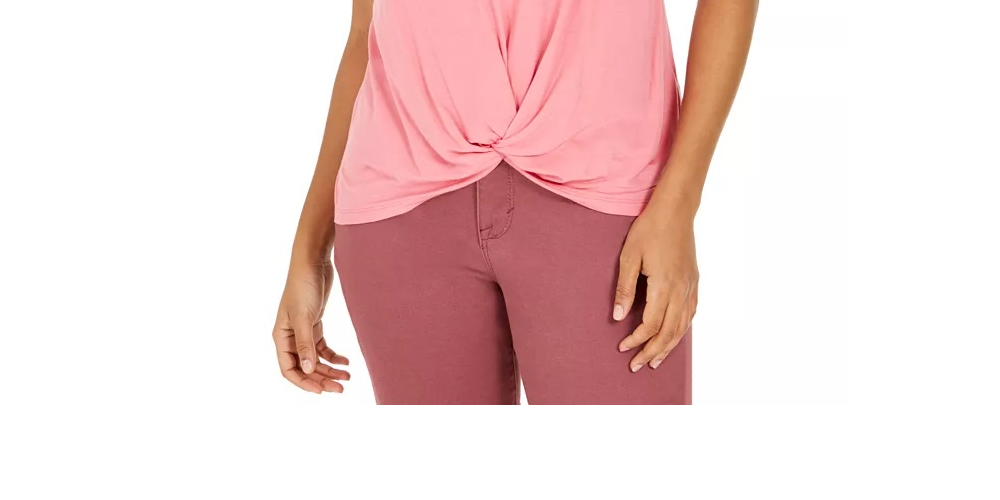 Style & Co Women's Twist-Front Top Green Size Small