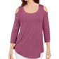 JM Collection Women's Cold Shoulder Top Purple Size X-Large