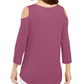 JM Collection Women's Cold Shoulder Top Purple Size X-Large