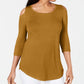 JM Women's Collection Cold-Shoulder Top Gold Size Medium
