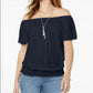 Style & Co Women's Convertible Off The Shoulder Top Black Size X-Large