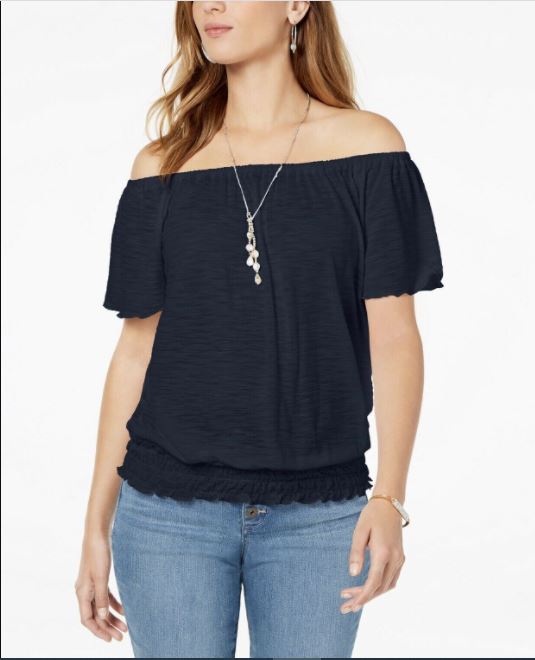 Style & Co Women's Convertible Off The Shoulder Top Black Size X-Large