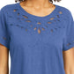 Charter Club Women's Cutout Cotton T-Shirt  Blue Size Medium