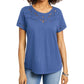 Charter Club Women's Cutout Cotton T-Shirt Blue Size Small