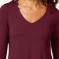 JM Collection Women's V Neck Handkerchief Hem Top Red Size Small