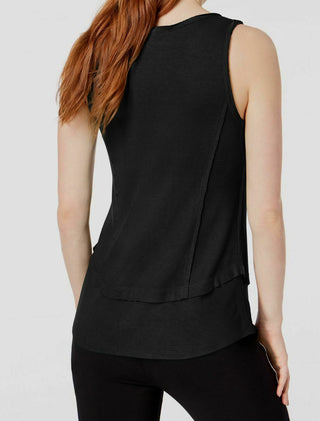 Bar III Women's Ribbed Layered Look V Neck Top Black Size X-Small