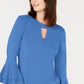 Charter Club Women's Bell-Sleeve Keyhole Top Blue Size X-Small