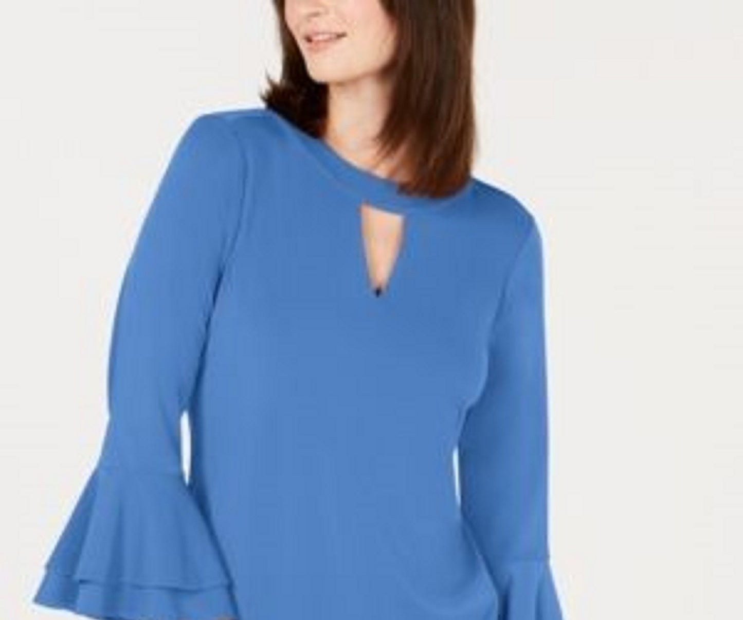 Charter Club Women's Bell-Sleeve Keyhole Top Blue Size X-Small