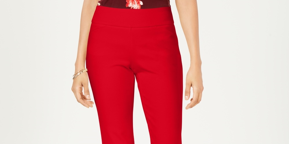Charter Club Women's Cambridge Pull On Ponte Pants Red Size 10