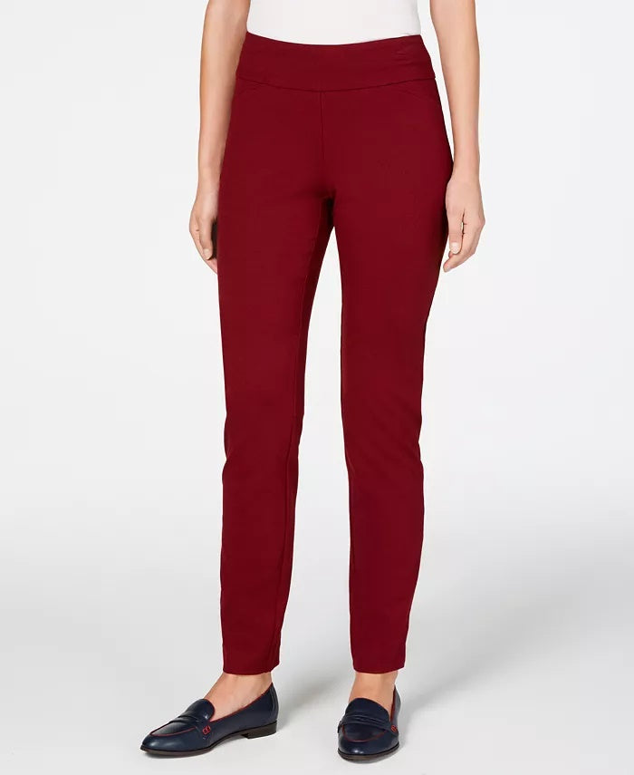 Charter Club Women's Cambridge Pull On Ponte Pants Wine Size 16