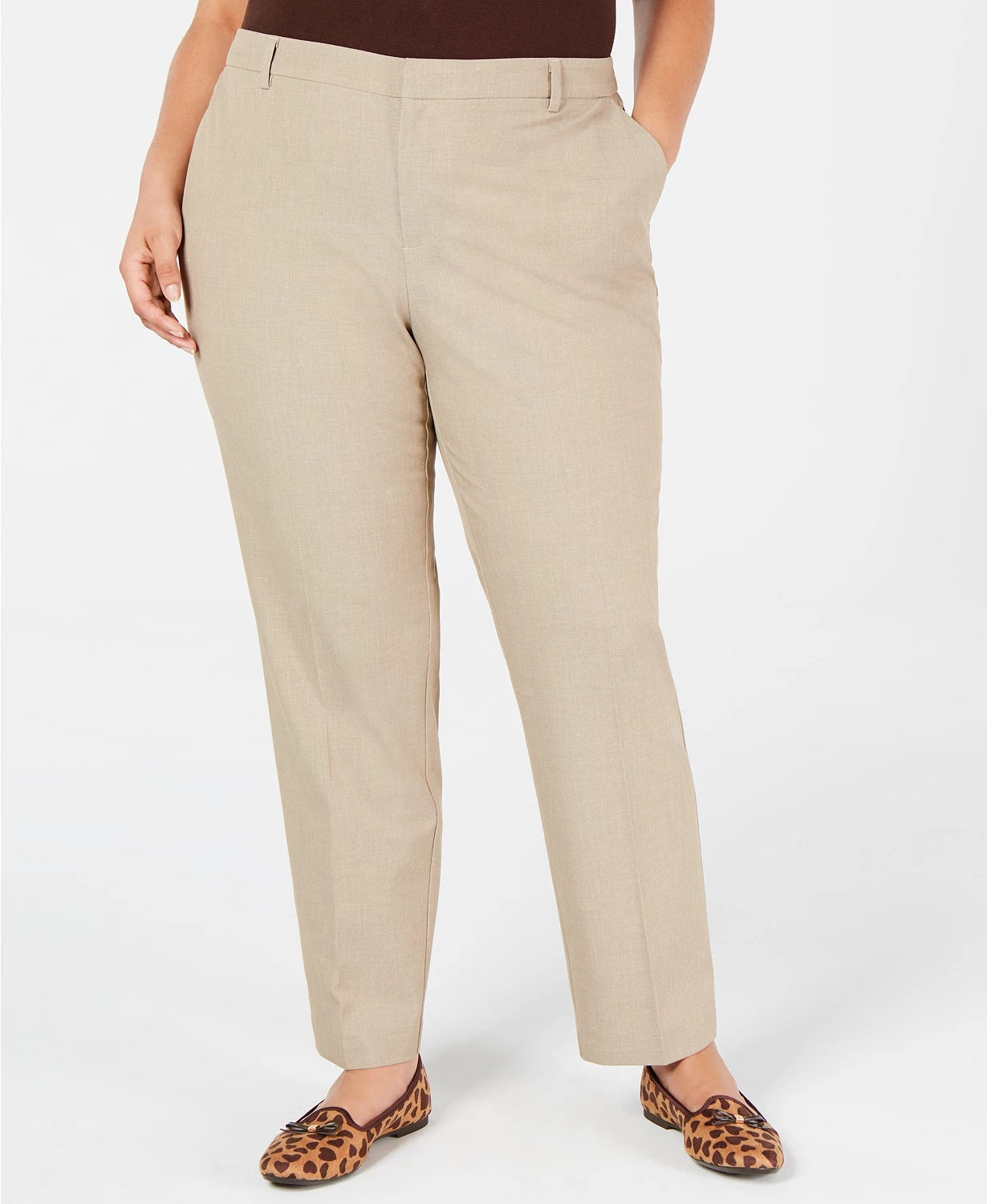 Charter Club Women's Plus Size Slim-Leg Ankle Pants Beige Size 28W