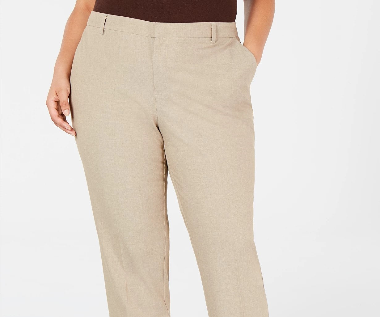 Charter Club Women's Plus Size Slim-Leg Ankle Pants Beige Size 28W
