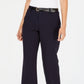 Charter Club Women's Belted Tummy-Control Trousers Bright Blue Size 18