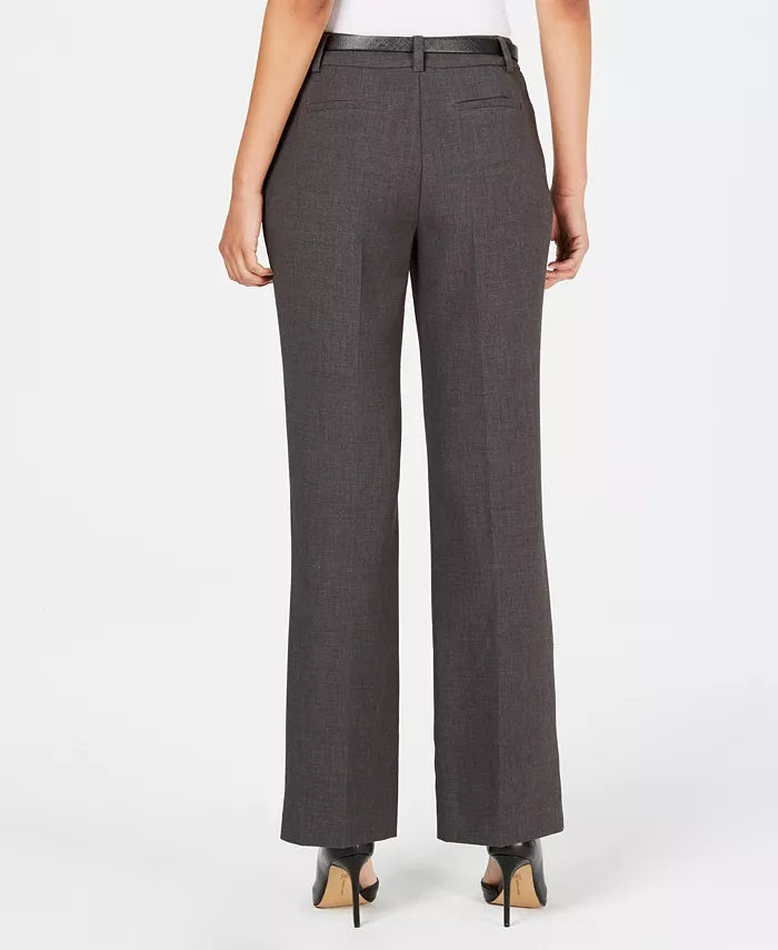 Charter Club Women's Petite Belted Slim It Up Trousers Dark Gray Size 16 P
