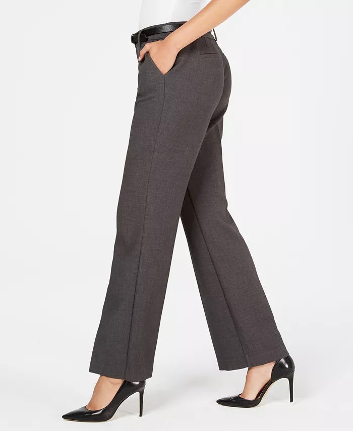 Charter Club Women's Petite Belted Slim It Up Trousers Dark Gray Size 16 P