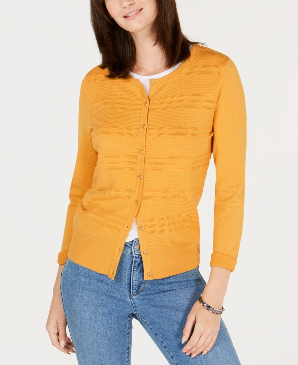 Charter Club Women's Textured Cardigan Gold Size Small