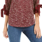 Charter Club Women's 3/4 Sleeve Bow Trim Top Wine Size X-Large