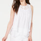 Style & Co Women's Lace-Trim Swing Top White Size X-Small