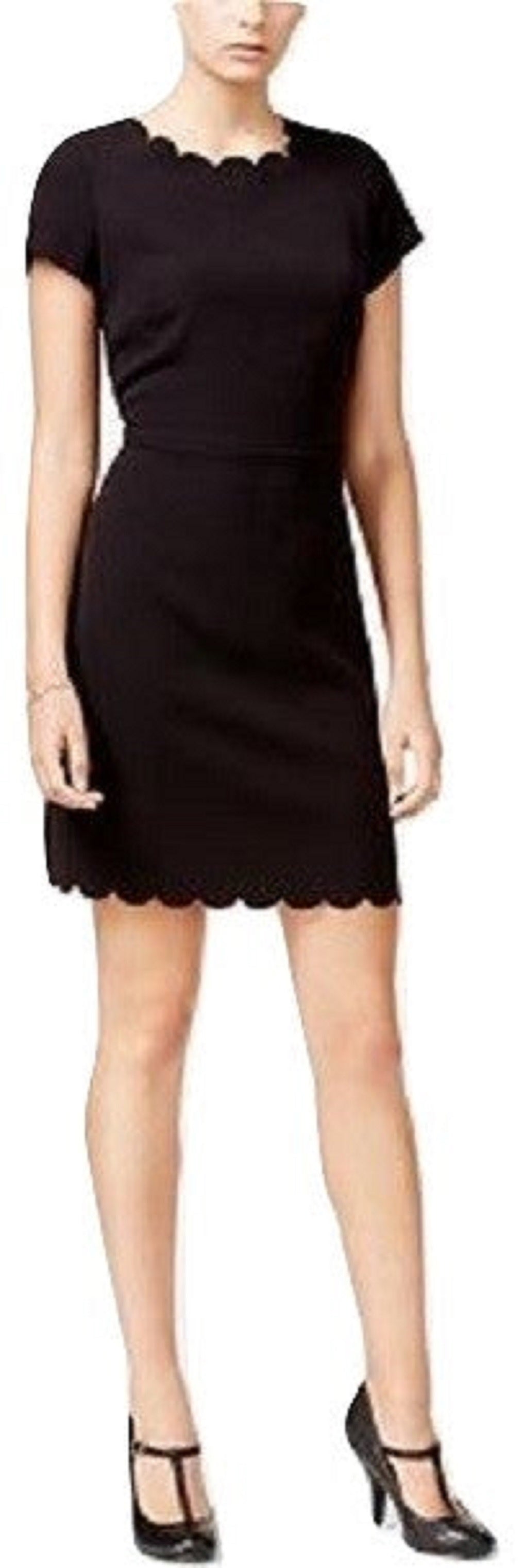 Maison Jules Women's Scalloped Sheath Dress Black Size 10