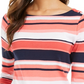 Charter Club Women's Pima Cotton Button Shoulder Stripe Top Red Size X-Large