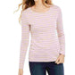 Charter Club Women's Metallic-Stripe Top Pink Size X-Large