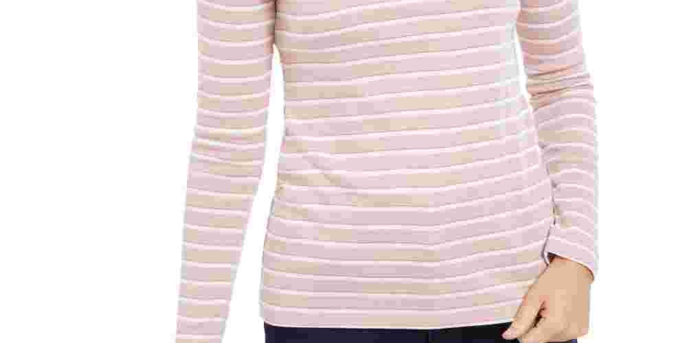 Charter Club Women's Metallic-Stripe Top Pink Size X-Large