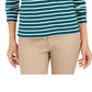 Charter Club Women's Metallic Stripe Top White Size X-Large