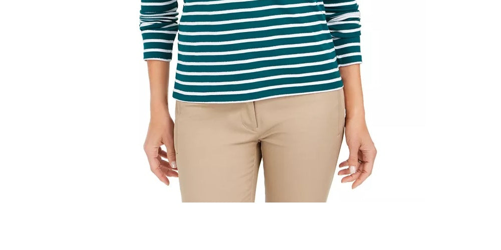 Charter Club Women's Metallic Stripe Top White Size X-Large