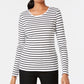 Charter Club Women's Metallic Stripe Top White Size Small