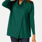 JM Collection Women's Faux Wrap Cowl Neck Sweater Green Size XX-Large