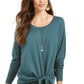 Style & Co Women's Tie Front Sweater Green Size X-Large