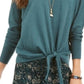 Style & Co Women's Tie Front Sweater Green Size X-Large
