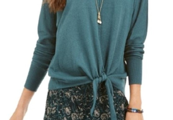 Style & Co Women's Tie Front Sweater Green Size X-Large