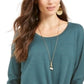 Style & Co Women's Tie Front Sweater Green Size Petite