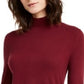 Alfani Women's Mock Neck Faux-Fur Trim Pullover Sweater Dark Red Size Small