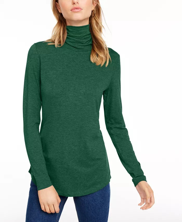 Maison Jules Women's Turtleneck Top Green Size Large