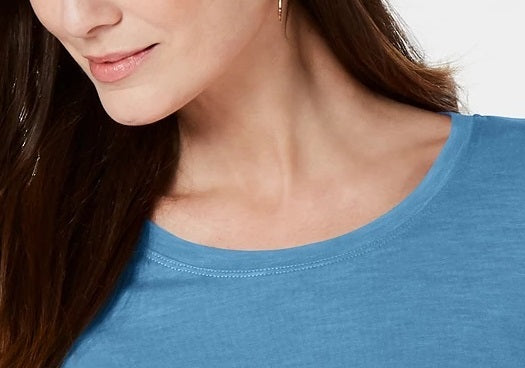 Style & Co Women's Long Sleeve Crewneck Top Blue Size X-Large