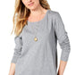 Style & Co Women's Long-Sleeve Crewneck Top Charcoal Size Extra Small