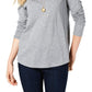 Style & Co Women's Long-Sleeve Crewneck Top Charcoal Size Extra Small