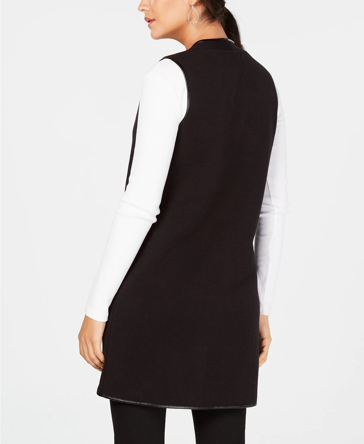 JM Women's Collection Faux-Fur-Pocket Vest Black Size Small