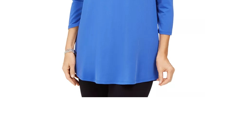 JM Women's Collection Embellished Cold-Shoulder Top Black Size Small