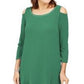 JM Collection Women's Embellished Cold Shoulder Top Green Size Small