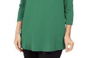 JM Collection Women's Embellished Cold Shoulder Top Green Size Small